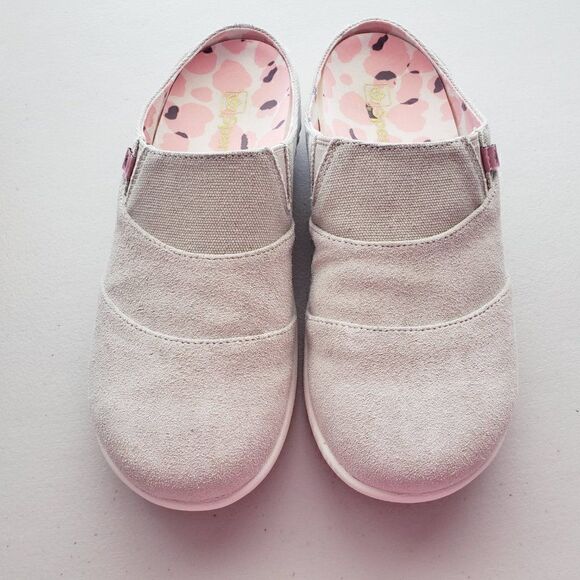 Spenco Comfort Slides Clogs Slip Ons Size 6.5 Suede Beige Gray - Picture 4 of 7